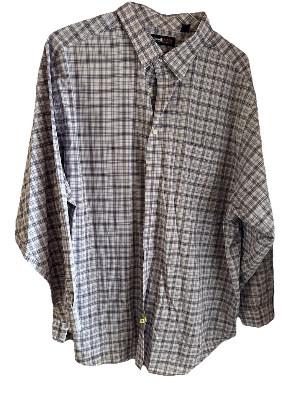 Roundtree & Yorke Travel Smart Multi Plaid Button Down Shirt Long Sleeve Sz 4XT